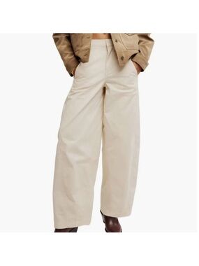 We The Free People Rylee Chino Pants size 4 Wide Leg Barrel Light Sand Boho